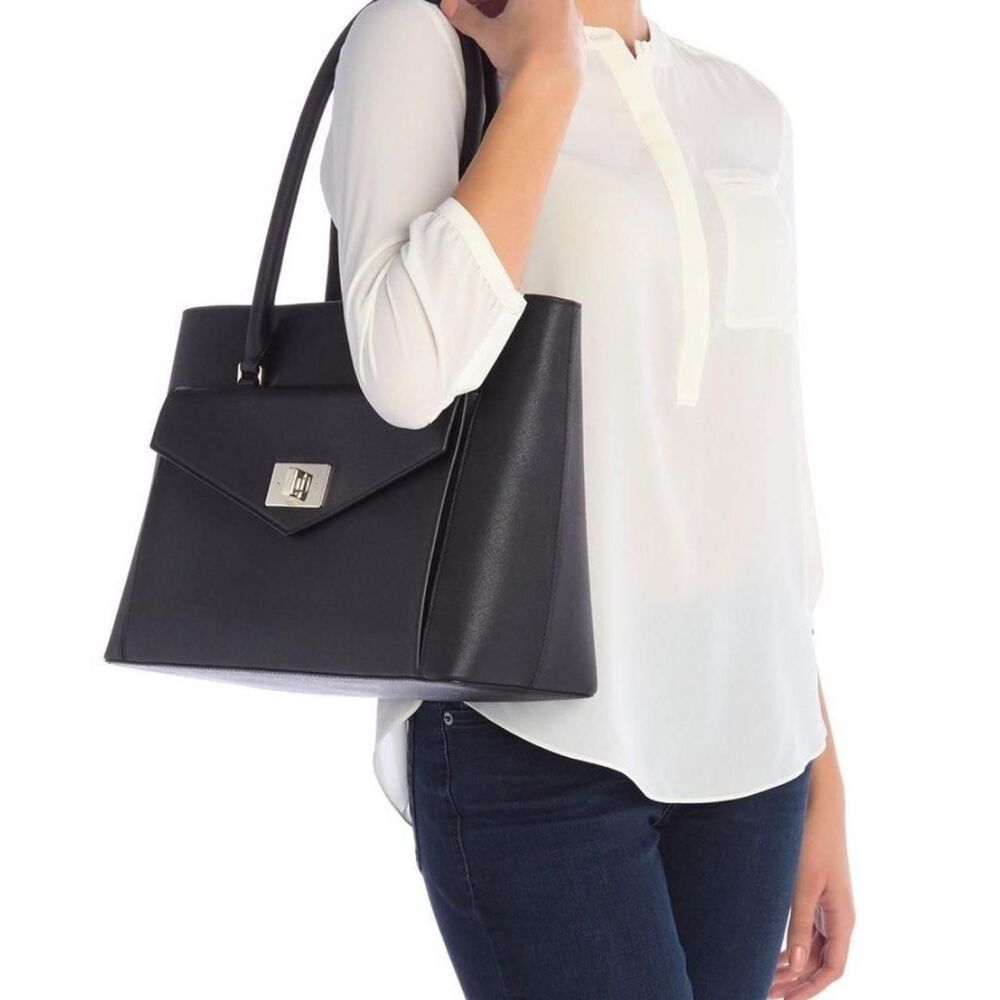Kate Spade Post Street Halsey Large Black Saffiano Leather Tote WKRU6088